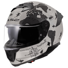 Мотошолом LS2 FF808 Stream 2 Worldmap Matt Cool Grey 3C Grey XL