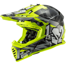 Мотошолом LS2 MX437 Fast EVO Crusher Black Hi-Vis Yellow M