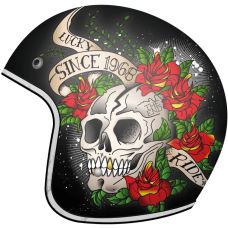 Мотошолом MT LE MANS 2 SV Skull & Rose Gloss Black Red XXL