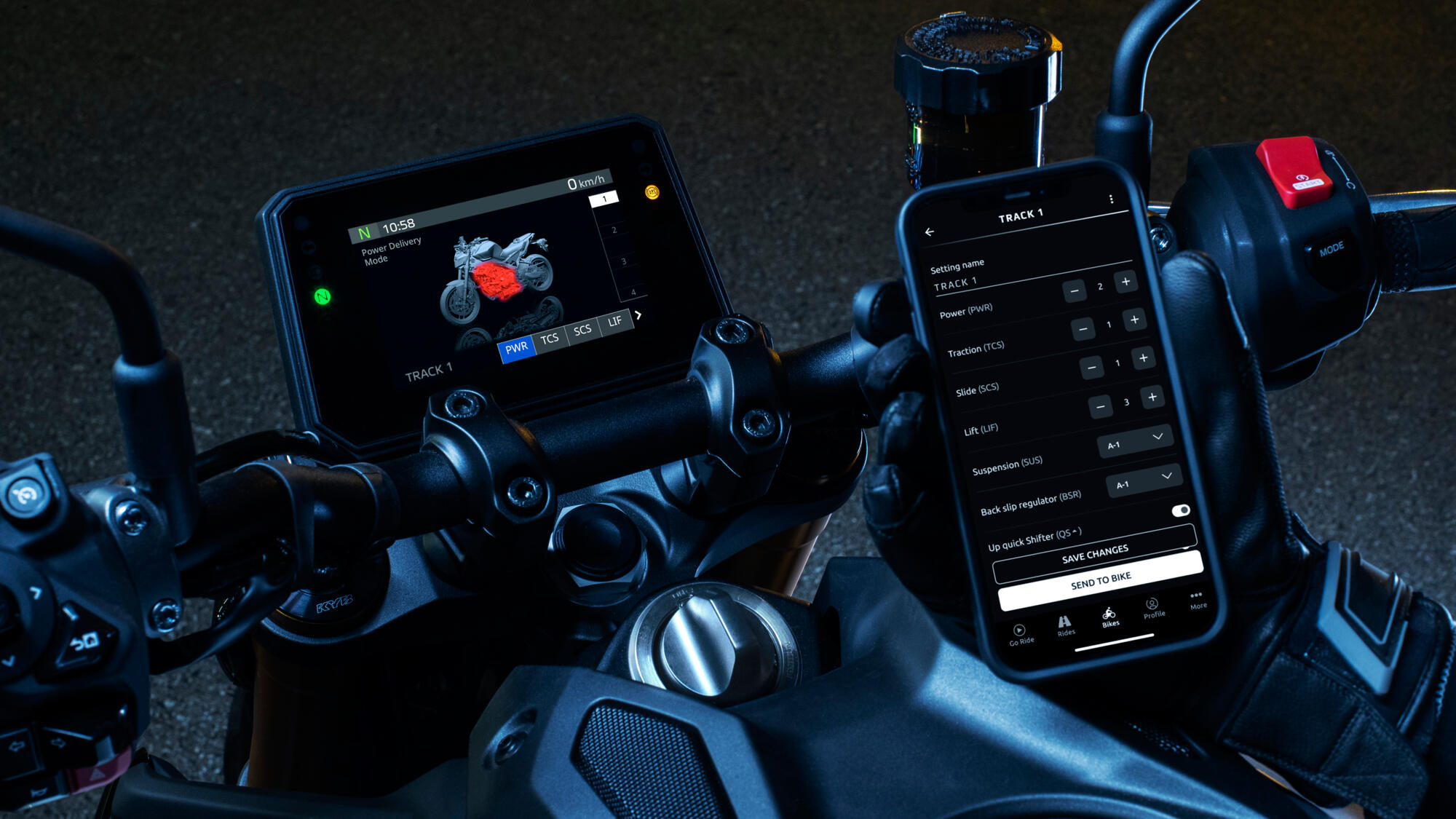 Регульовані параметри Yamaha Ride Control для режиму ТРЕК